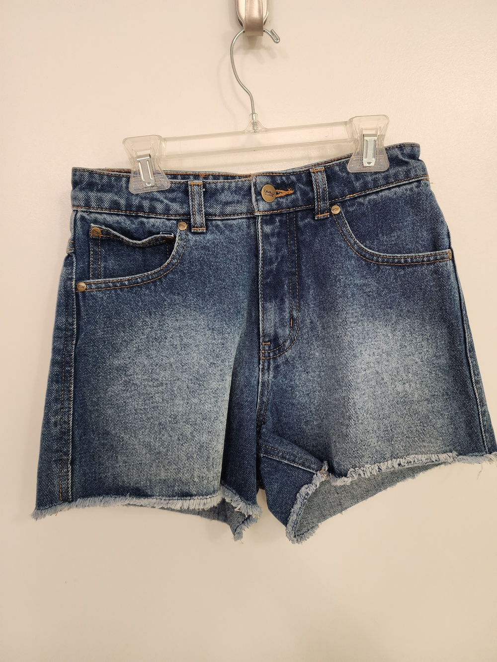 Cavalli Class Distressed Mid-Blue Denim Shorts
